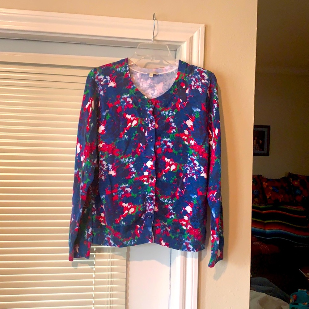 Talbots button up blouse/thin sweater. XL multicolored